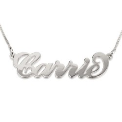 Silver Name Necklace in English - (Carrie Script)
