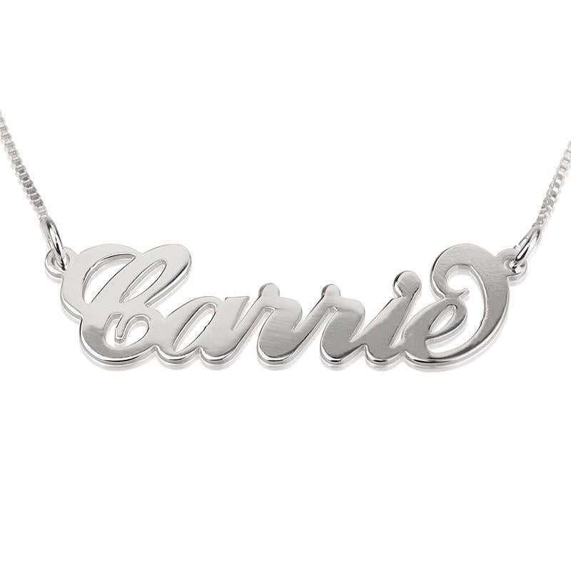 Silver Name Necklace in English - (Carrie Script)