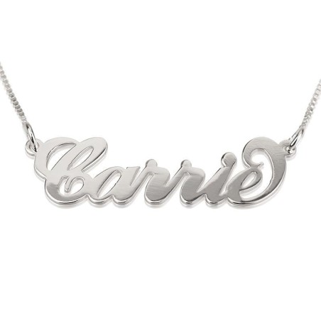 Silver Name Necklace in English - (Carrie Script)