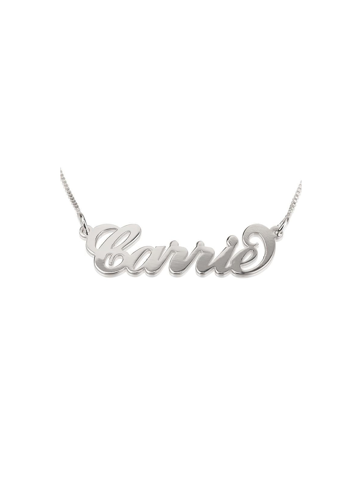 Silver Name Necklace in English - (Carrie Script)