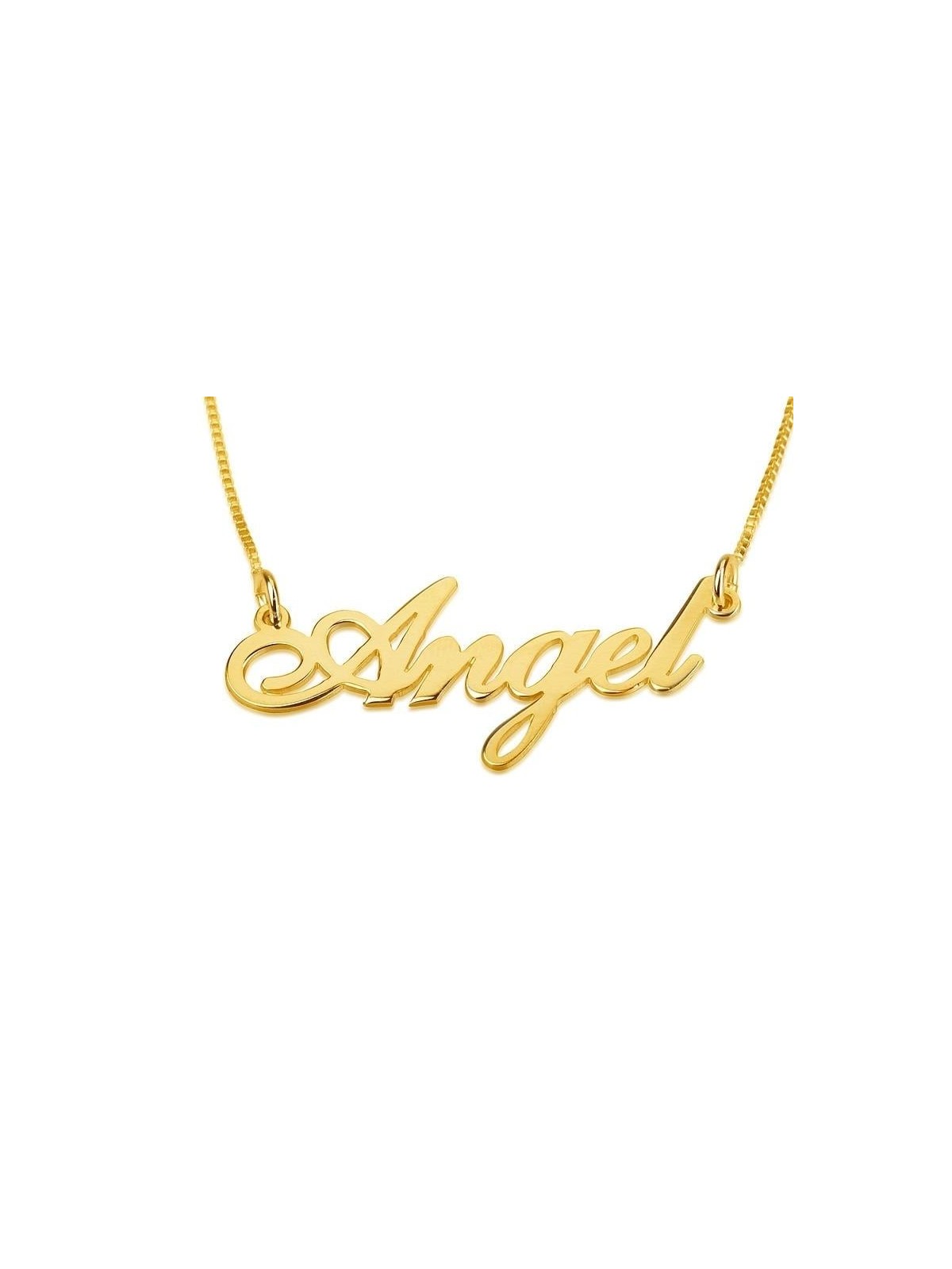 24K Gold Plated Silver Name Necklace in English - (Shelly Allegro Scri