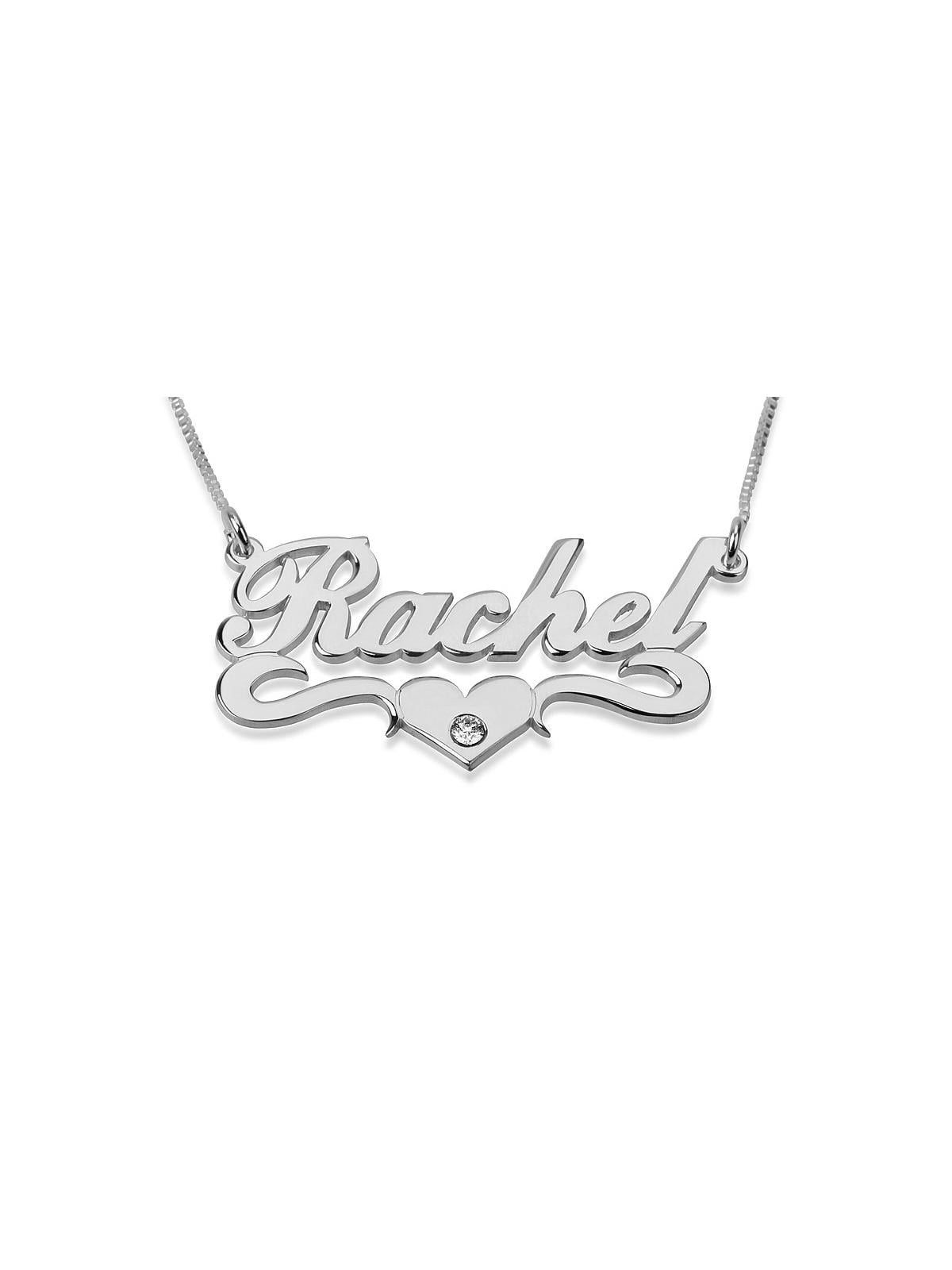Silver Name Necklace in English with Swarovski Birthstone & Underline