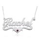 Silver Name Necklace in English with Swarovski Birthstone & Underline