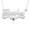 Silver Name Necklace in English with Swarovski Birthstone & Underline