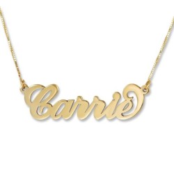 24K Gold Plated Silver Name Necklace in English - (Carrie Script)