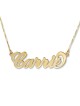 24K Gold Plated Silver Name Necklace in English - (Carrie Script)