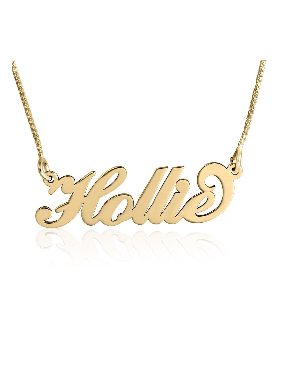 24K Gold Plated Silver Name Necklace in English - (Carrie Script)