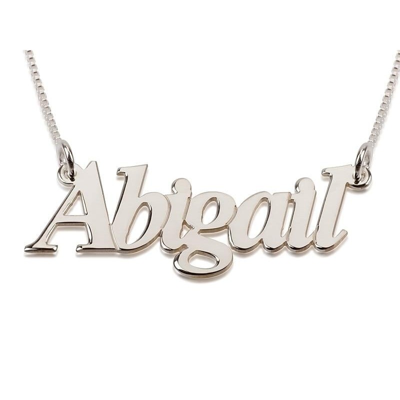 Silver Name Necklace in English - (Abigail Script)