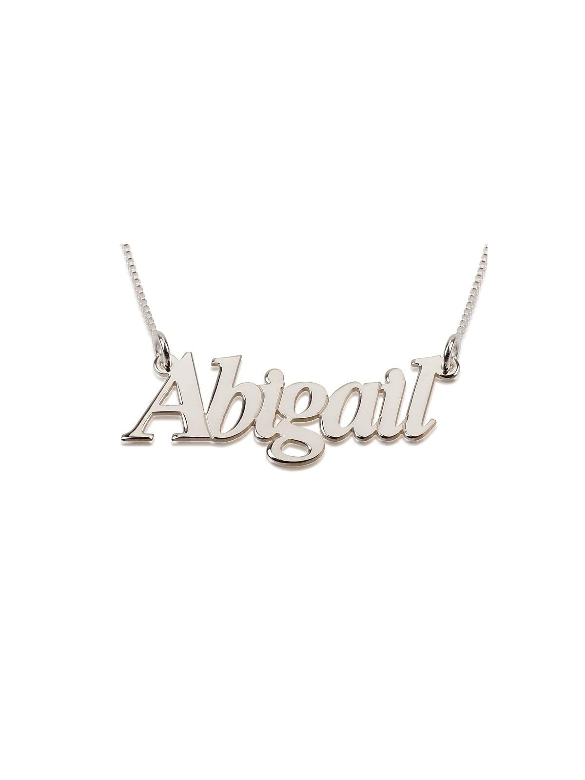 Silver Name Necklace in English - (Abigail Script)