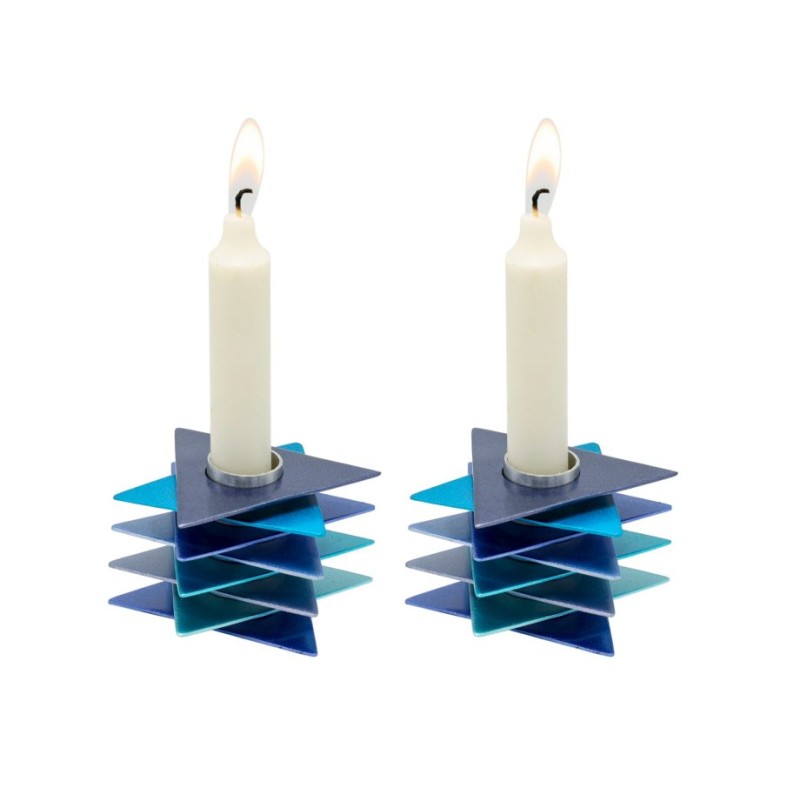 Yair Emanuel Shabbat Candlesticks Stacked Triangle S... | Candlesticks