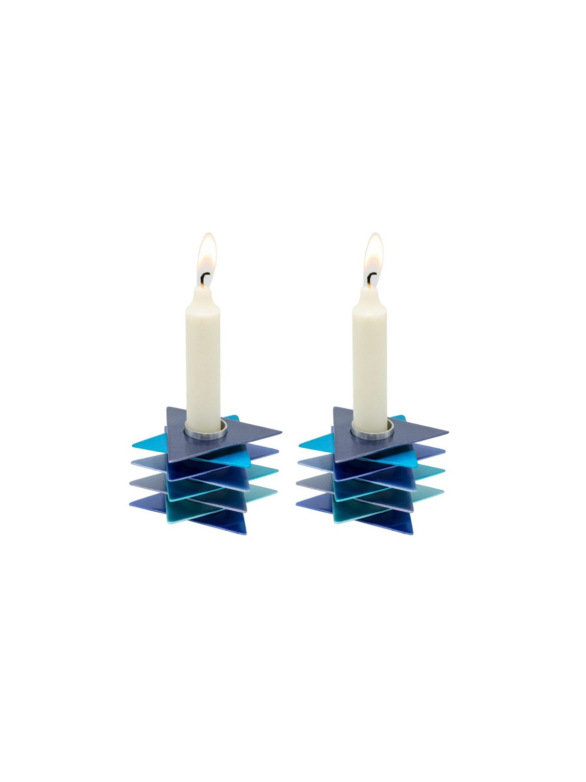 Yair Emanuel Shabbat Candlesticks Stacked Triangle S... | Candlesticks