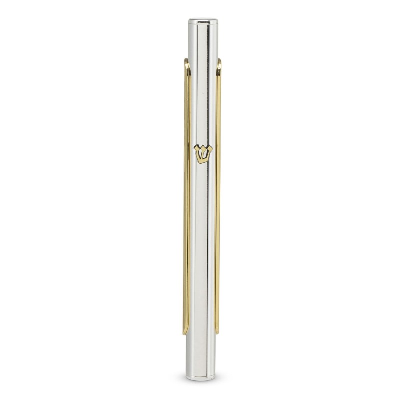 Silver-Plated Mezuzah with Gold Tones by Hazorfim