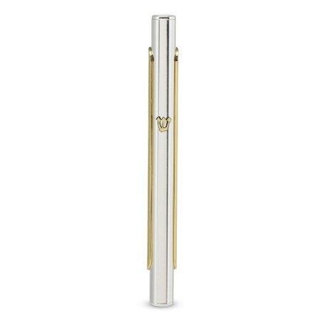 Silver-Plated Mezuzah with Gold Tones by Hazorfim