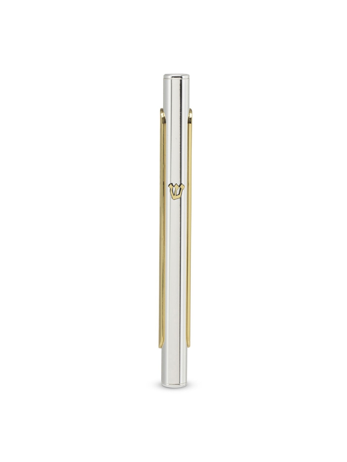 Silver-Plated Mezuzah with Gold Tones by Hazorfim