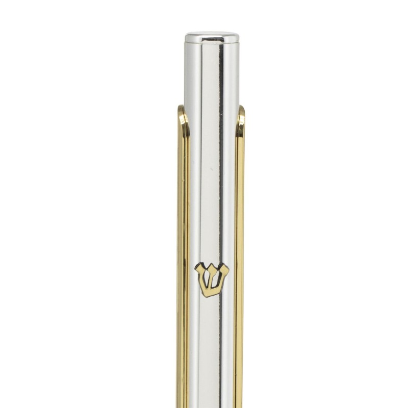 Silver-Plated Mezuzah with Gold Tones by Hazorfim