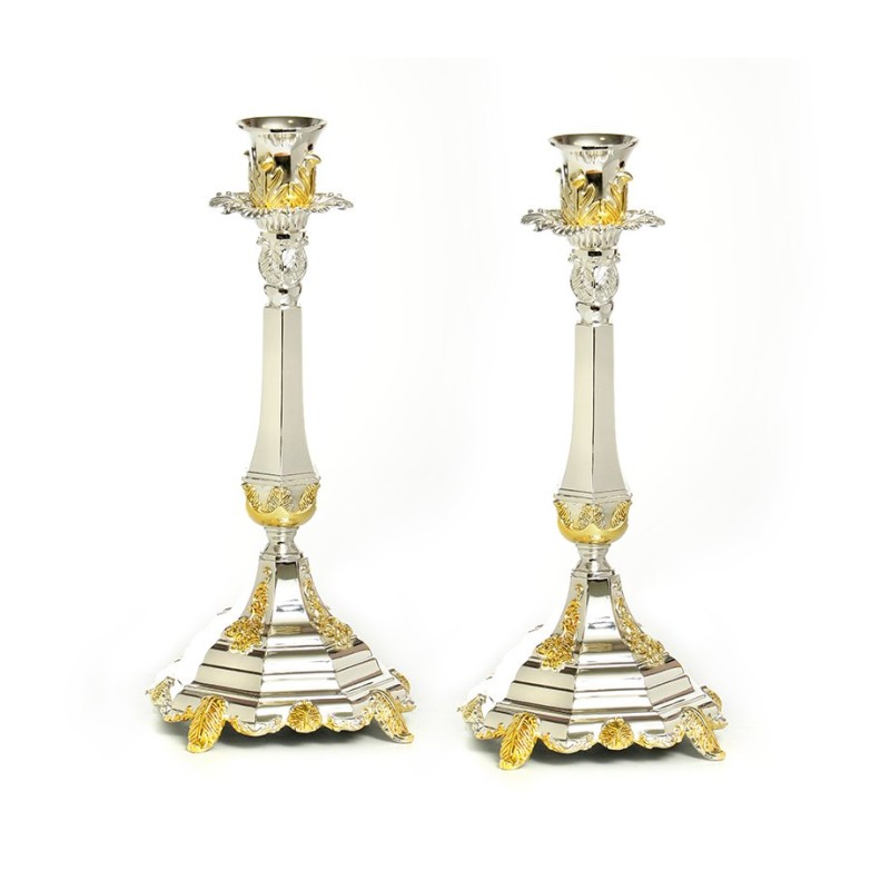 Ornate Silver Plated Candlesticks with G... | Traditional Candlesticks