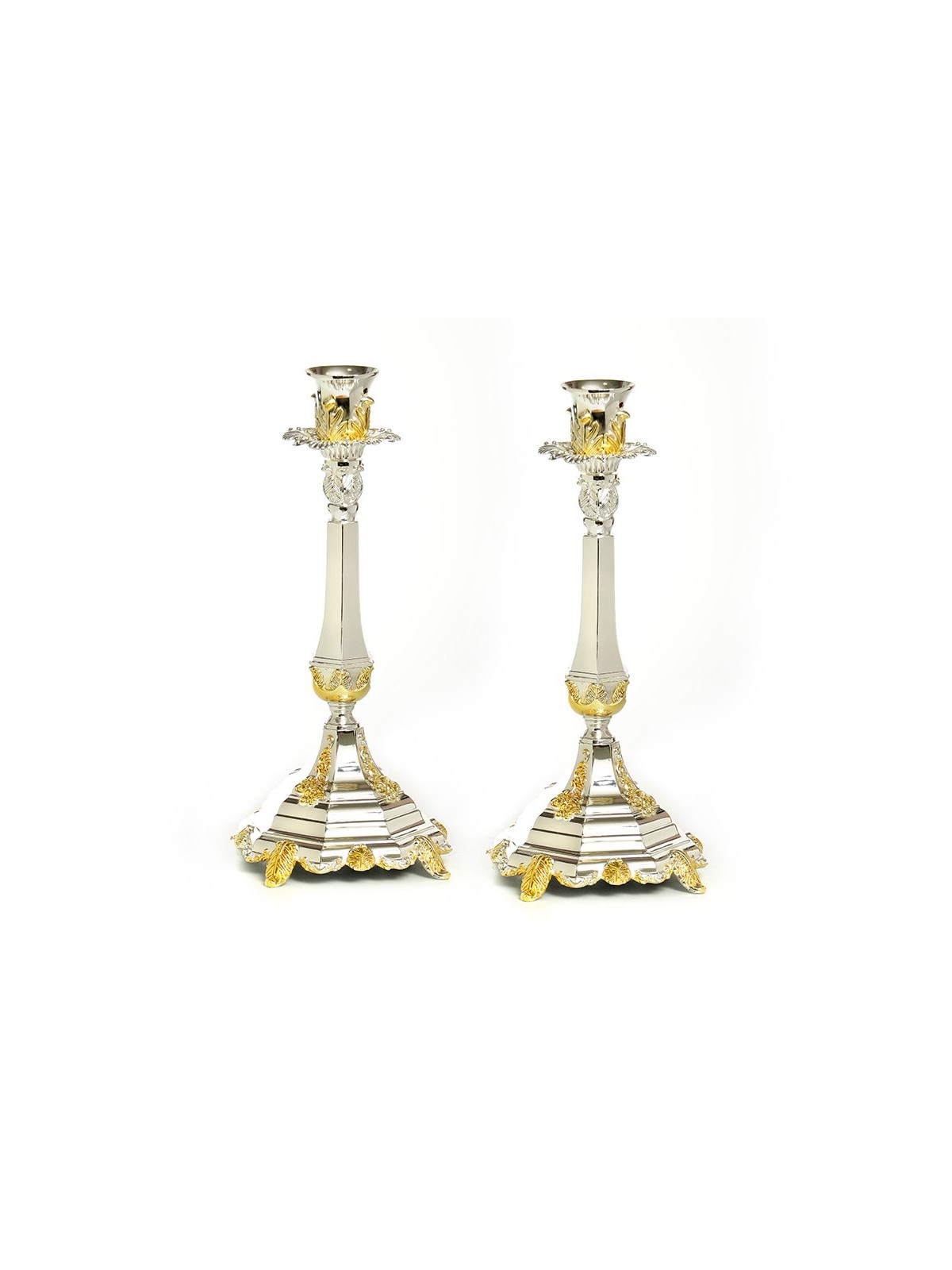 Ornate Silver Plated Candlesticks with G... | Traditional Candlesticks