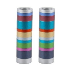 Yair Emanuel Small Cylinder Candlesticks with Rings ... | Candlesticks