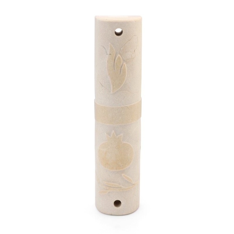 Jerusalem Stone Medium Mezuzah Case with Pomegranates - Design Option