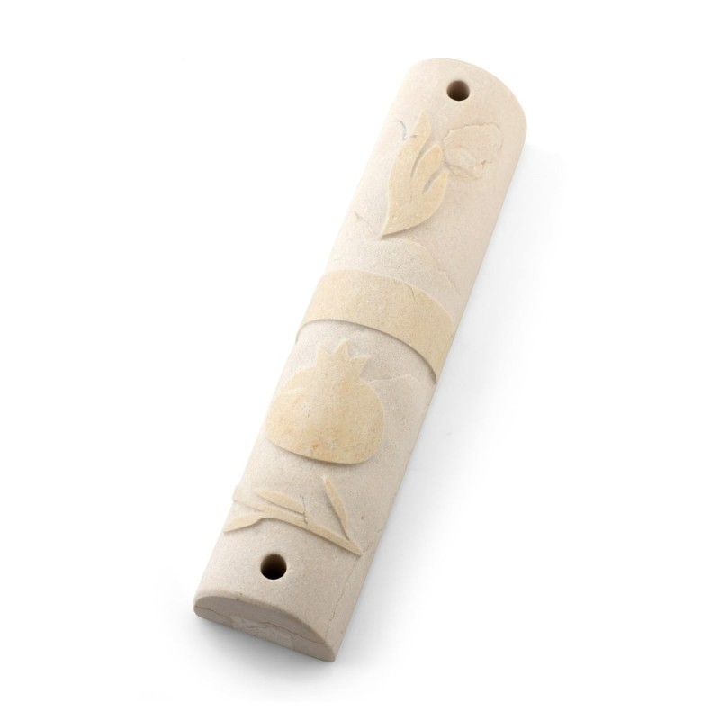 Jerusalem Stone Medium Mezuzah Case with Pomegranates - Design Option