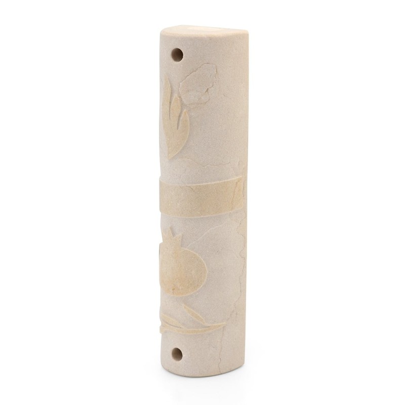 Jerusalem Stone Medium Mezuzah Case with Pomegranates - Design Option