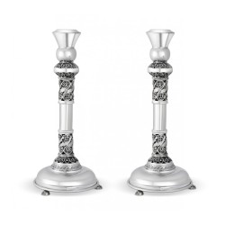 Sterling Silver Shabbat Candlesticks Filigree Deco... | Silver Judaica
