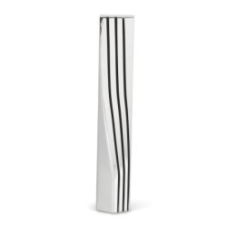 Sleek Silver-Plated Mezuzah with Flowing Vertical Inlay Lines by Hazor