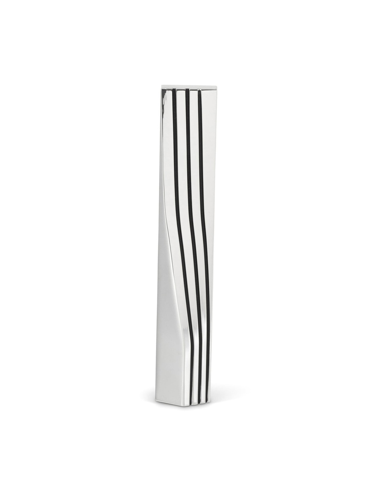 Sleek Silver-Plated Mezuzah with Flowing Vertical Inlay Lines by Hazor