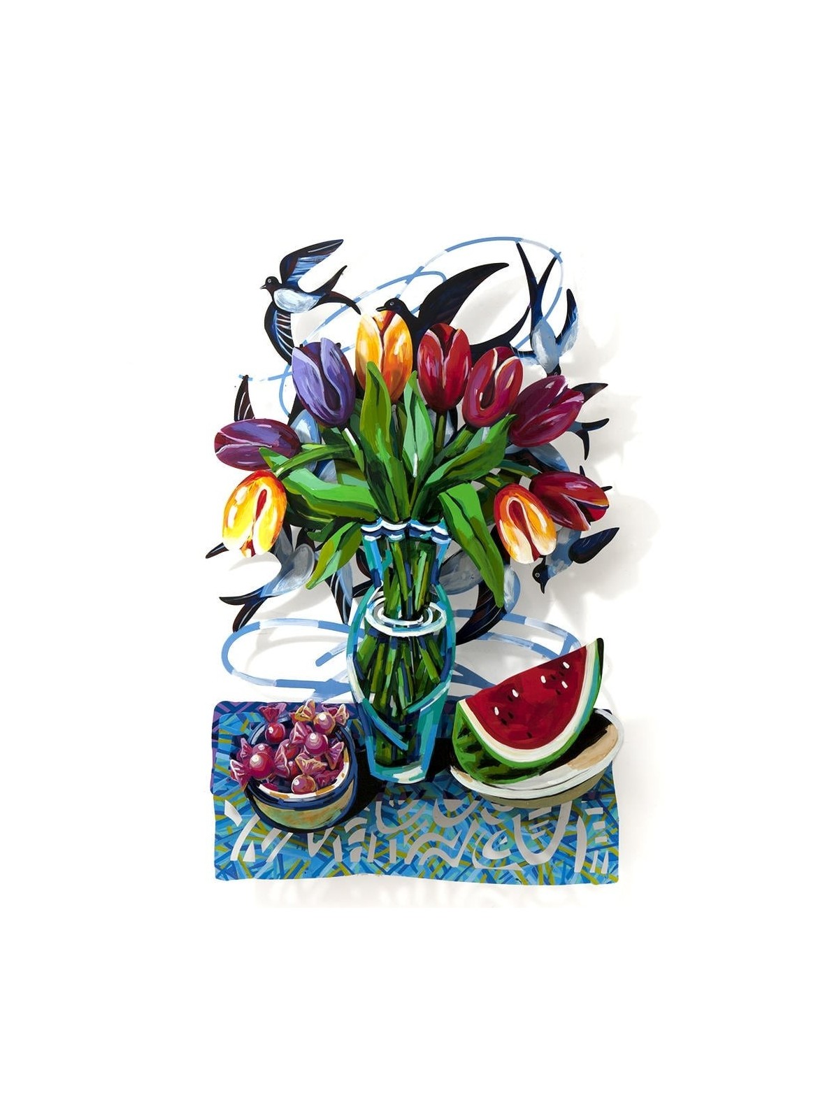 David Gerstein Limited Edition Hand Painted Wall Sculpture - Spring in