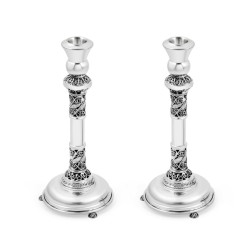 Sterling Silver Shabbat Candlesticks Filigree Deco... | Silver Judaica