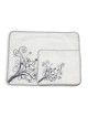 White Tallit and Tefillin Bag Set With Elaborate Floral Design