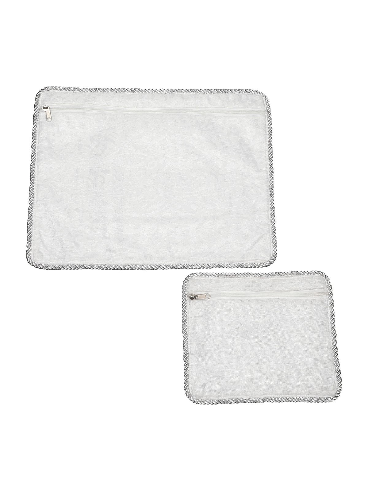 White Tallit and Tefillin Bag Set With Elaborate Floral Design