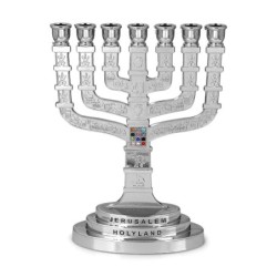 Seven Branch Menorah - 12 Tribes of Israel (Variety of Colors)