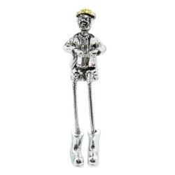 Silver-Plated Shelf Drummer Figurine with String Legs