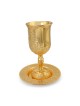 Gold-Plated Jerusalem Kiddush Cup Set