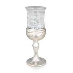 Jewish Wedding Kiddush Cup - Handmade White-Glass and Sterling Silver-