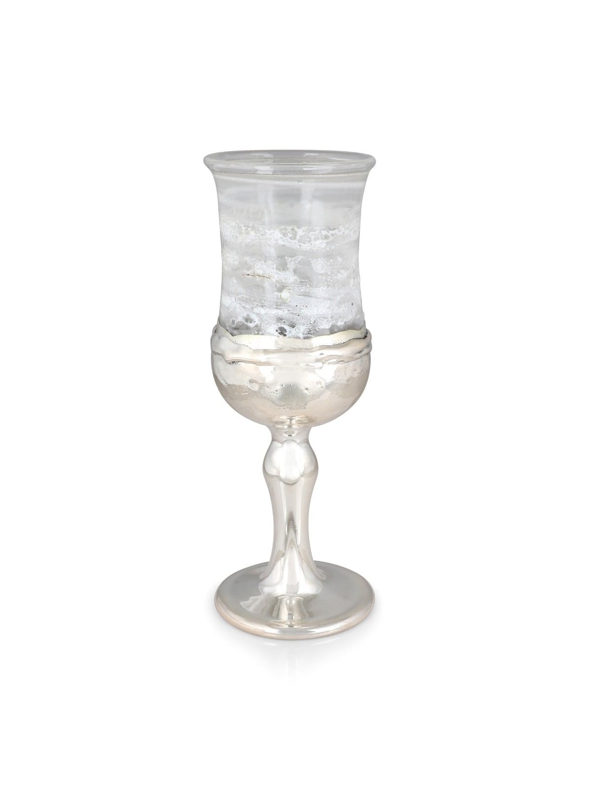 Jewish Wedding Kiddush Cup - Handmade White-Glass and Sterling Silver-