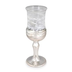 Jewish Wedding Kiddush Cup - Handmade White-Glass and Sterling Silver-