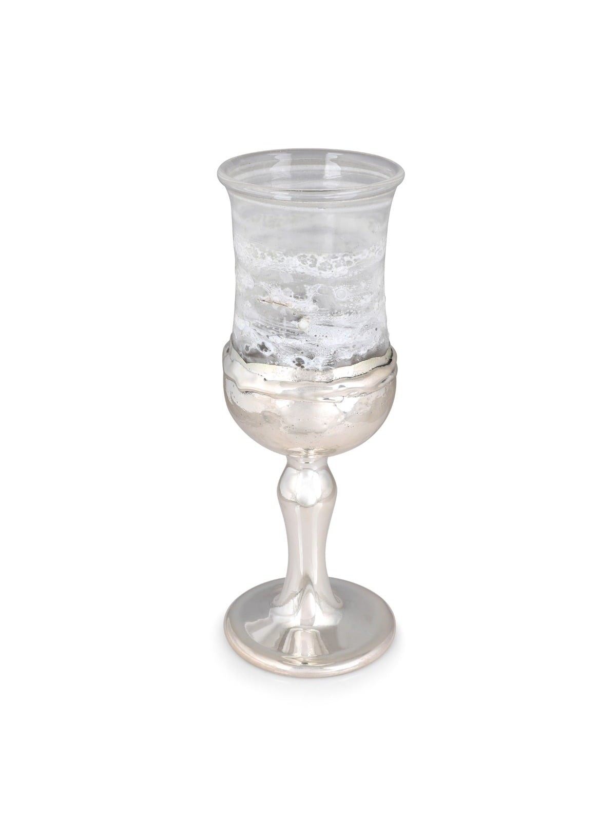Jewish Wedding Kiddush Cup - Handmade White-Glass and Sterling Silver-