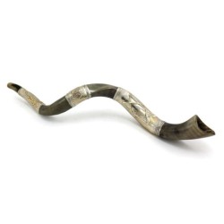 Sterling Silver Plated Yemenite Kudu Shofar - Star of David (Choice of