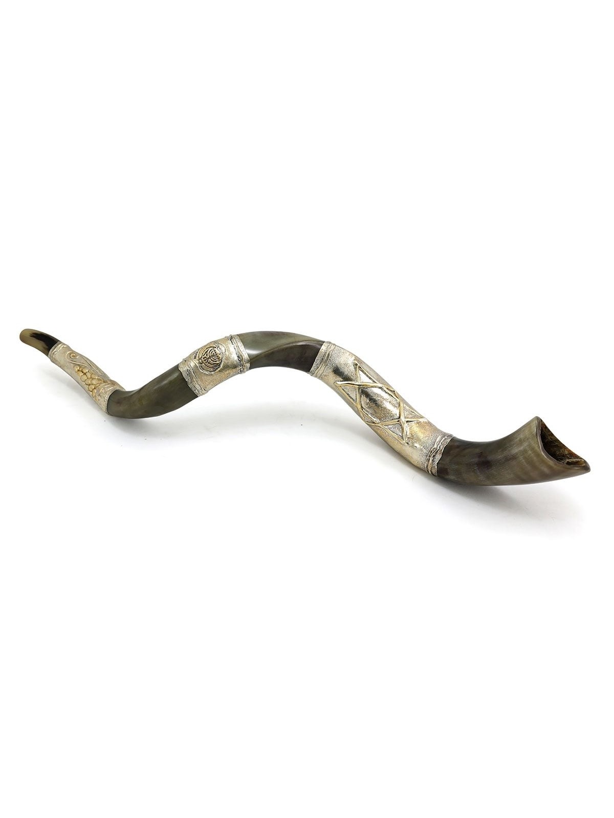 Sterling Silver Plated Yemenite Kudu Shofar - Star of David (Choice of