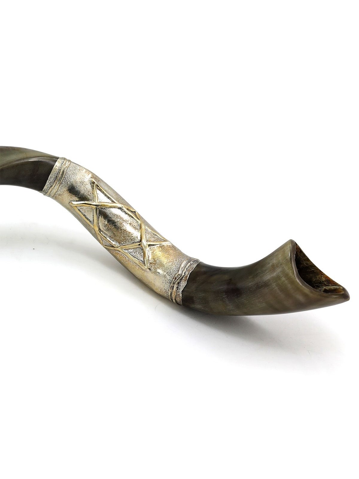 Sterling Silver Plated Yemenite Kudu Shofar - Star of David (Choice of