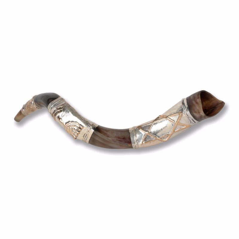 Sterling Silver Plated Yemenite Kudu Shofar - Star of David (Choice of