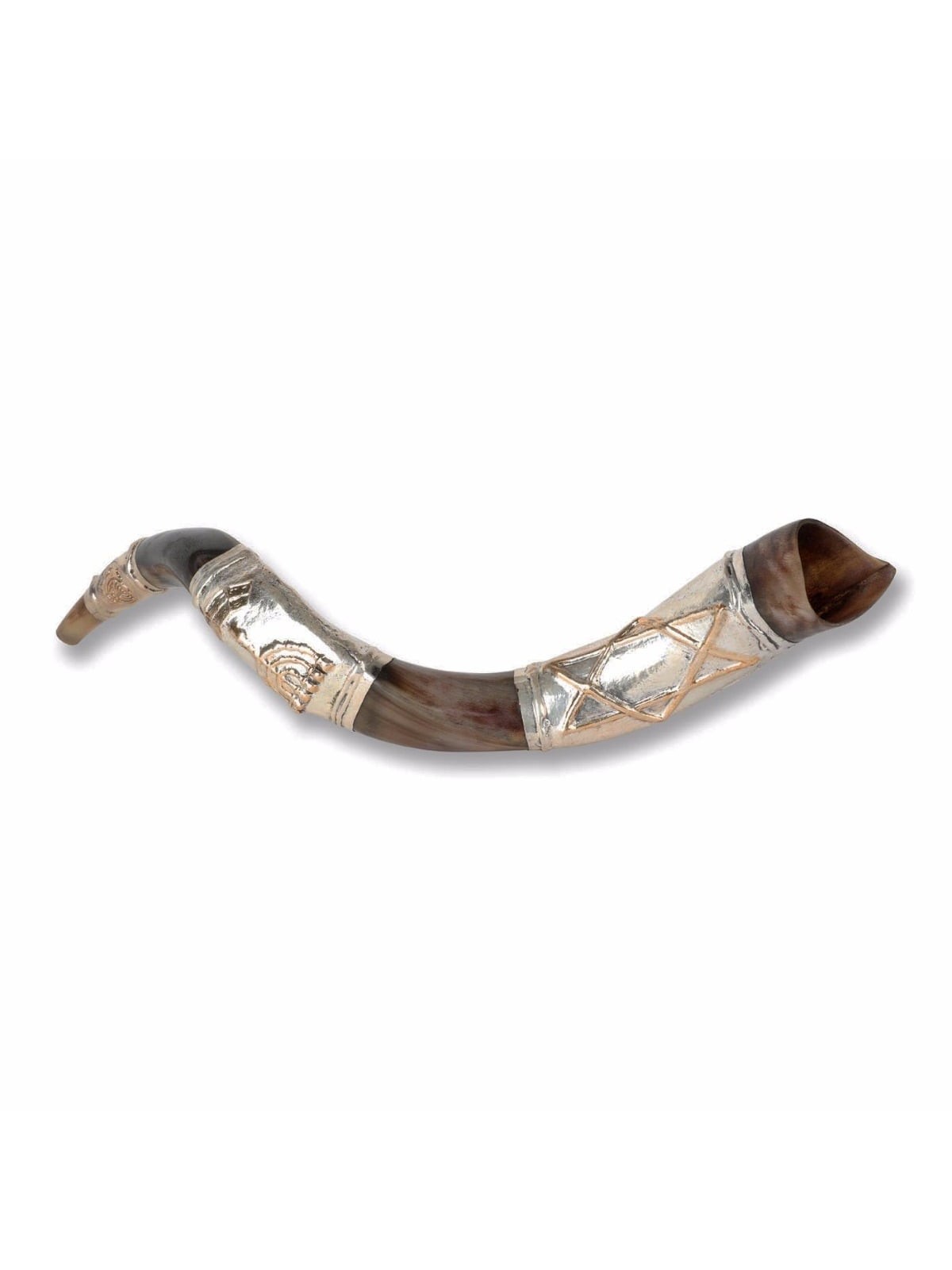 Sterling Silver Plated Yemenite Kudu Shofar - Star of David (Choice of