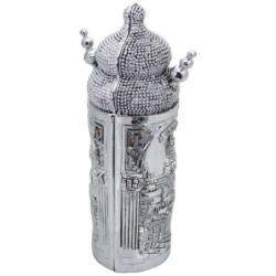Silver-Plated Jerusalem Sephardic Torah Scroll Replica with Hoshen