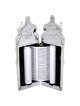 Silver-Plated Jerusalem Sephardic Torah Scroll Replica with Hoshen