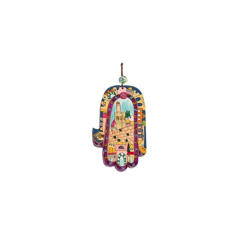 Personalized Wood Painted Hamsa Wall Hanging from Yair Emanuel