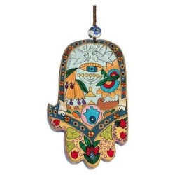 Personalized Wood Painted Hamsa Wall Hanging from Yair Emanuel