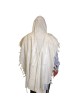Talitnia Traditional Pure Wool White and Silver Stripes Tallit (Prayer