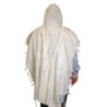 Talitnia Traditional Pure Wool White and Silver Stripes Tallit (Prayer